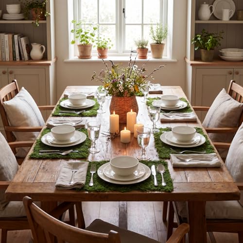 Zeyune 6 Pcs Artificial Moss Table Runner for Wonderland Tea Party Decoration Fake Moss Sheet Roll Waterproof for Enchanted Forest Fairy Decor Holiday Garden Wedding Birthday (17 x 11.8 Inch,Green) - color: Green, size: 17 x 11.8 Inch