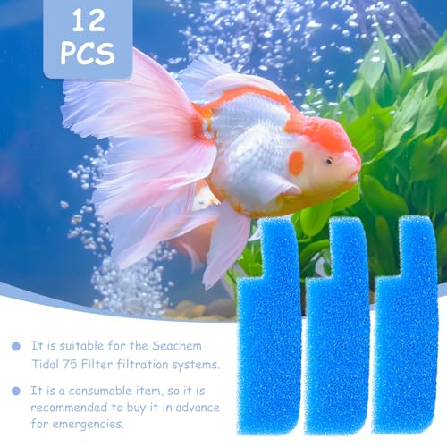 SHIGATSU 12 Pack Replacement Aquarium Sponge Foam Filter Pads for Seachem Tidal 75 Filter