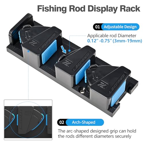 RESTCLOUD Fishing Rod Holder Vertical, Fishing Pole Holders for Garage, Fits 3-19mm Rod Diameter (3 Slots) - size: 3 Slots