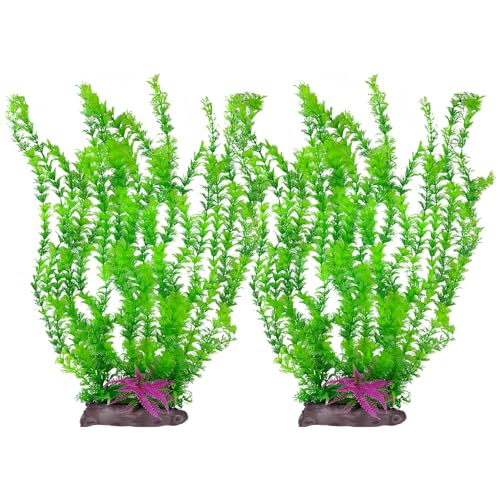 Hamiledyi Aquarium Plastic Plants Aquarium Decor Artificial Fish Tank Plants,Tall Fish Tank Decorations, Extra Large Aquarium Plant 20.4-inch Tall,2PCS - color: A*2 Pcs, size: 20.4 in