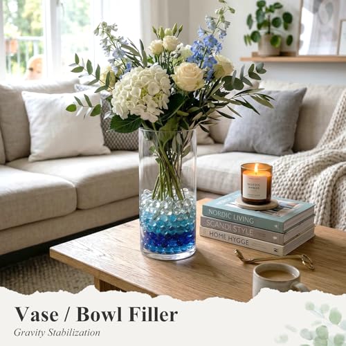 DomeStar 1LB Glass Marbles Bulk, Marbles for Vases 0.63 Inch Vase Fillers Blue Glass Beads Set Ocean Theme for Home Decor - color: Blue Ocean