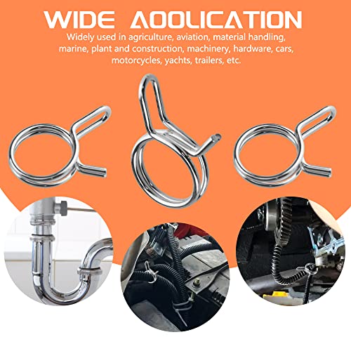 WMYCONGCONG 250 PCS Double Wire Fuel Line Hose Tube Spring Clips Clamp Assortment Kit for Motorcycle ATV, 5-14mm