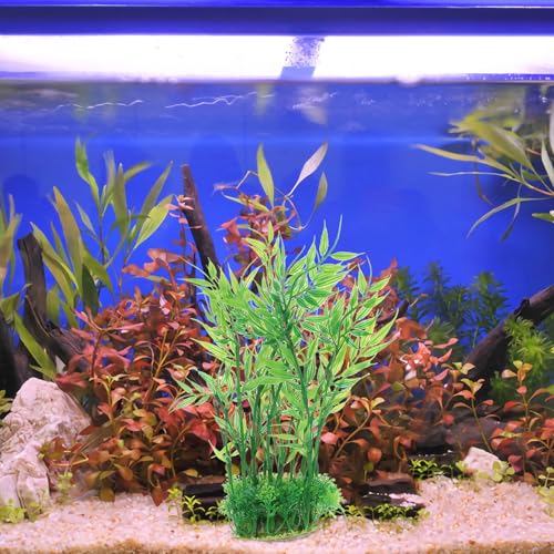 VOSAREA 2pcs Artificial Aquarium Plants Plastic Aquarium Bamboo Fish Tank Accessories Green Fish Tank Decorations for Aquarium Decor Plastic Plants (2.75X1.97X9.82in)