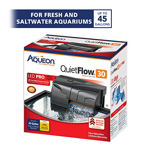 Aqueon QuietFlow 30 LED PRO Aquarium Fish Tank Power Filter For Up To 45 Gallon Aquariums - size: For Up To 45 Gallon Aquariums