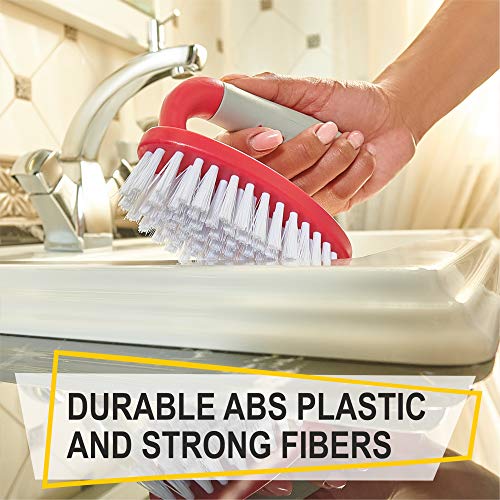 Scrub Brush Set of 3pcs - Cleaning Shower Scrubber with Ergonomic Handle and Durable Bristles - Grout Cleaner Brush - Scrub Brushes for Cleaning Bathroom, Shower, Tile, Kitchen, Floor, Bathtub, Floor - color: Red, Set of 3