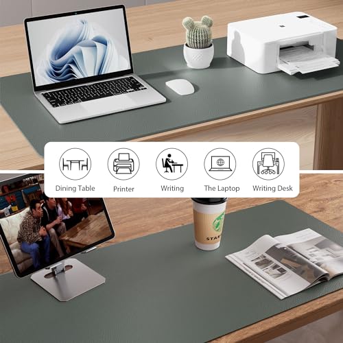 Aothia Leather Desk Pad Protector, Large Mouse Pad, Office Desk Mat, Non-Slip PU Leather Desk Blotter, Laptop Desk Pad, Waterproof Desk Writing Pad for Office and Home (Jungle Green, 23.6" x 13.7") - color: Jungle Green, size: 23.6" x 13.7"