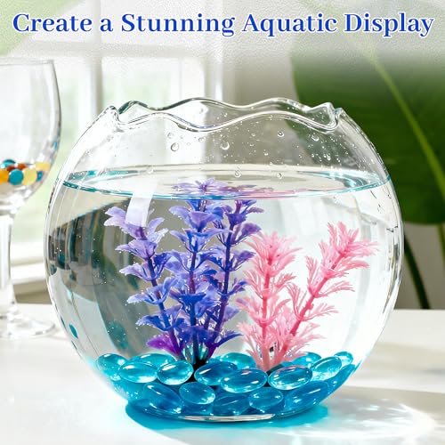 Sea Blue Flat Glass Marbles, 0.97 lb Transparent Vase Filler Pebbles Gems, Decorative Glass Beads for Vases, Crafts, Floral, Mancala Stones, Aquarium Rocks for Fish Tank, Approx.0.6"-0.8" - color: Sea Blue