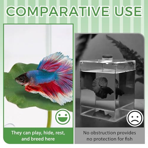 3PCS Betta Fish Leaf Hammock, Soft Aquarium Decor Plastic Plants, Betta Hammock Bed with Suction Cups, Fish Tank Decoration for Sleeping Hiding Playing – Natural Green Lotus Leaf Design