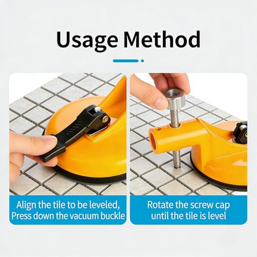Adjustable Height Setter - Professional Countertop Leveling Tool, with Heavy-Duty Rubber Suction Cups, for Granite, Marble, Quartz Slabs with Vacuum Lifting Clamps Rubber (Yellow*2) - color: Yellow*2