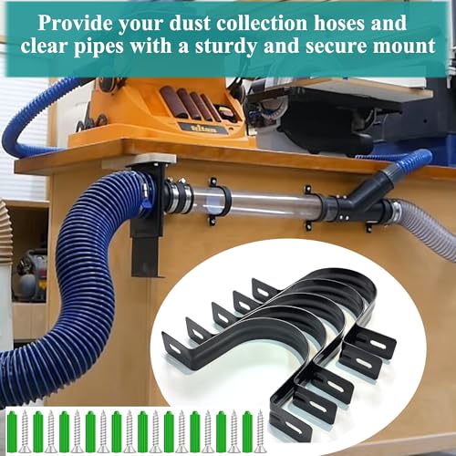 Dust Collection Hose and Pipe Holder Adjustable Hangers Bracket, Don’t Broken Like Plastic After Long Time, Durable Spray Iron, 5 PCS (Black, 2-1/2 Inch) - color: Black, size: 2-1/2 Inch