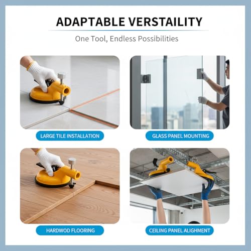 Granite Marble Countertop Seam Leveling Tool, Suction Cup Flooring Tool for Gap Tightening, Heavy Duty Adjustable Stone Seam Setter for Slab Installation, Tile & Laminate Repair (Yellow)