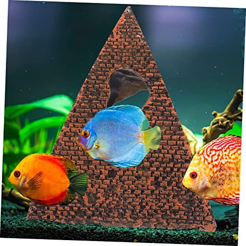 STOBOK Aquarium Decor Castle Fish Tank Decoration Stands Egyptian Pyramid Rockery Hiding Cave Tree House Hideout Hut for Reptile Shrimp Terrarium 11. 2x11x12. 5cm