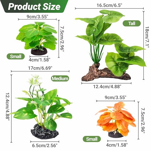 GOZILLA Fish Tank Plants, Reptile Artificial Plastic Plants, Reptile Plants for Terrarium, Aquarium Decorations Resin Pedestal Ornaments for Fish Tank Accessories Set.(5PCS/B-Set) - color: 5 Pcs/ B Set
