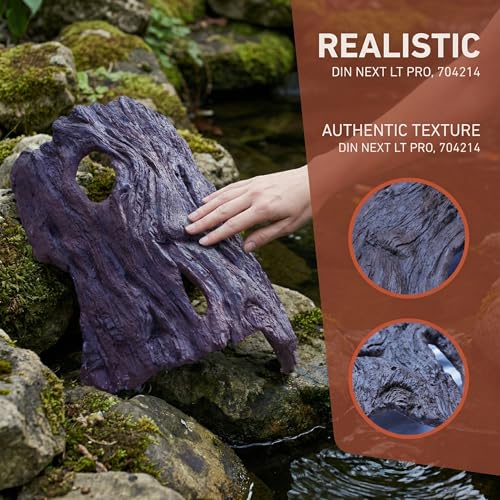 Driftwood Koi Sanctuary, Outdoor Pond Fish Refuge with Weighted Base, Natural Looking Hiding Shelter to Protect Goldfish and Koi from Herons - color: Imitation Wood