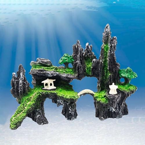 Resin Aquarium Mountain Ornament | Realistic Rock Cave Fish Tank Decorations, Neutral Hideaway for Betta, Guppies & Small Fish, Freshwater & Saltwater Safe