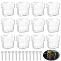 12 Pack Top Hanging Fish Tank Plant Pot Clear Aquarium Plant Holder with Hook Aquatic Plant Cup Holder Aquarium Aquatic P-lant Pot Water Landscape Decoration for P-lant Water Feature Decoration