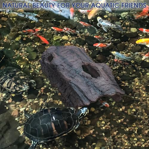 Faux Log Fish Cave, Fish Hide & Aquarium Cave for Koi Pond Decor All-Weather Predator Protection Shelter Durable Pond Decorations for Ponds, Aquariums and Terrariums