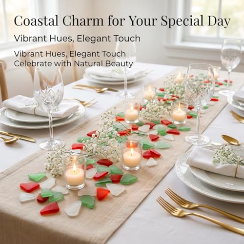 Sukh 15 OZ Frosted Sea Glass - Sea Glass Vase Fillers for Crafts Beach Glass Large Beach Pieces vase fillers for Home Decor Aquarium DIY Crafts (Red & Clear & Green Mix) - color: Red & Clear & Green Mix