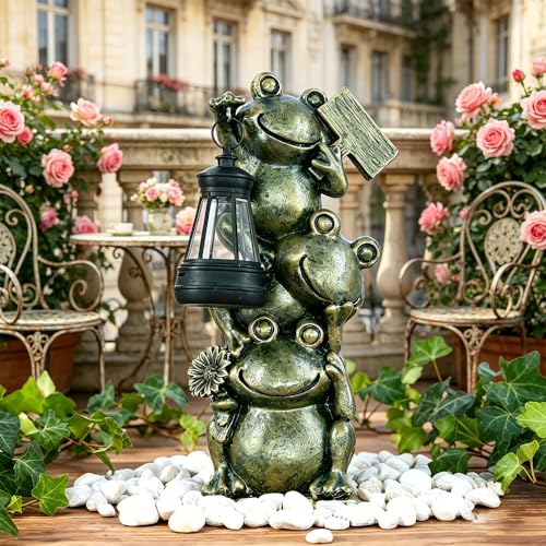 Realistic Frog Resin Figurine Glass Fish Tank Edge Hanging Ornament Outdoor Garden Flower Pot Rim Decor Animal Statue for Aquarium Patio Yard Home Decoration (Copper Colored Frog) - color: Copper Colored Frog