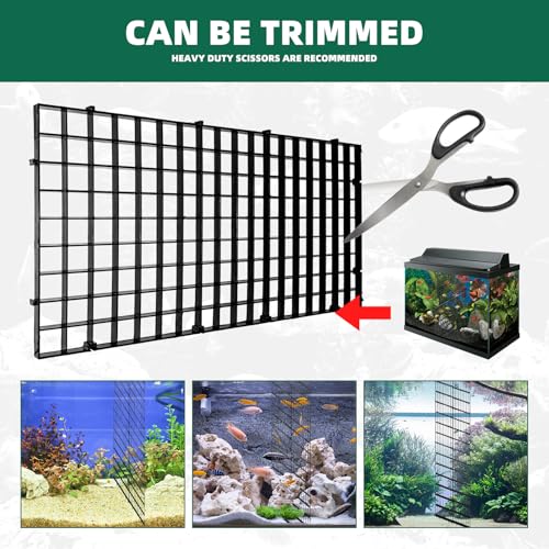 soujkooy 8Pcs Fish Tank Divider, 5.9x11.8in/15X30cm Aquarium Filter Bottom Divider Plastic Grid Tray Egg Crate, Fish Tank Bottom Isolation with 10 Sucker Clips and Bracket Ties
