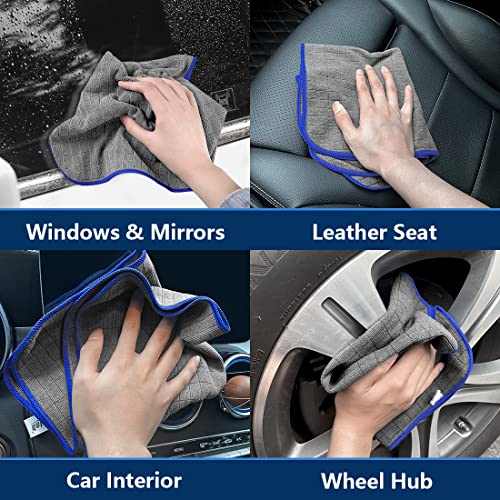 Airlab Microfiber Towels for Cars Wash Drying Auto Detailing, Highly Absorbent, Lint-Free, Streak-Free, All-Purpose Cleaning Cloths for Household, 16" x 16", Pack of 8, Grey - color: Dark Grey, Pack of 8