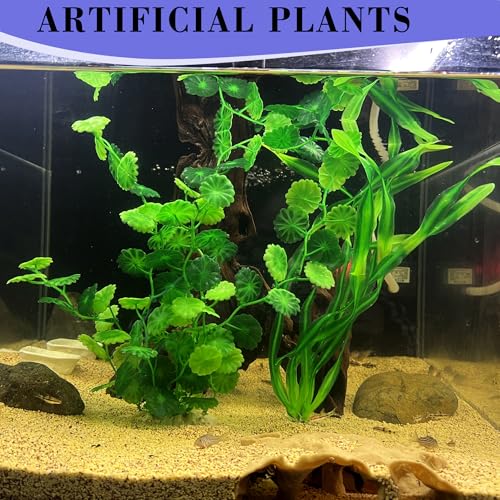 Aquarium Artificial Plants 2 Pack – Tall Realistic Fish Tank Plants Decor with Stable Base, Safe Soft Leaves for Betta, Guppy, Shrimp & Tropical Fish, Natural Aquascape Decoration for Aquarium