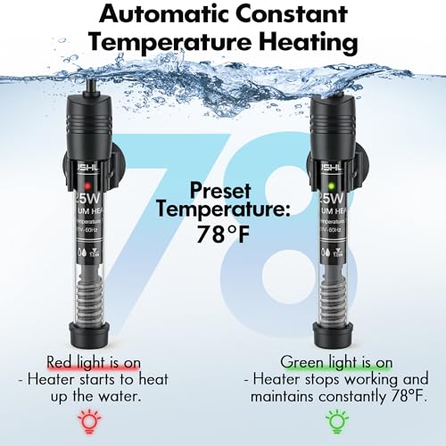 Submersible Aquarium Heater, Adjustable Fish Tahk Heater with Free Thermometer Suitable for Marine Saltwater and Freshwater - size: R25