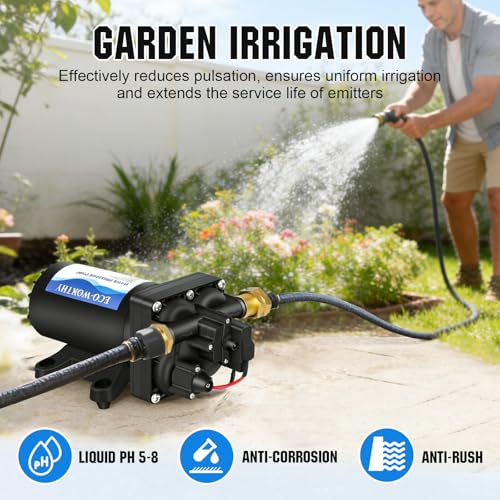 ECO-WORTHY RV Fresh Water Pump 12V DC 5.5GPM 70PSI,12 Volt Diaphragm Self-Priming Pump with Pressure Switch for RV Garden Irrigation Spraying Marine Yacht - size: 5.5GPM-70PSI-12V
