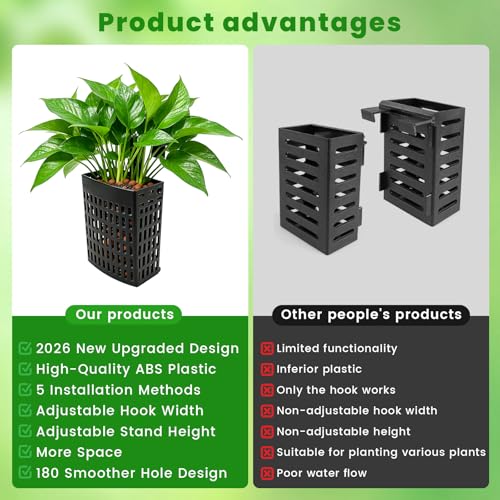 2 PCS Adjustable Aquarium Plant Holder, Fish Tank Plants Holder, Aquarium Plant Basket with Extendable Hook and Suction Cup for Fish Tank Aquaponic Cultivation