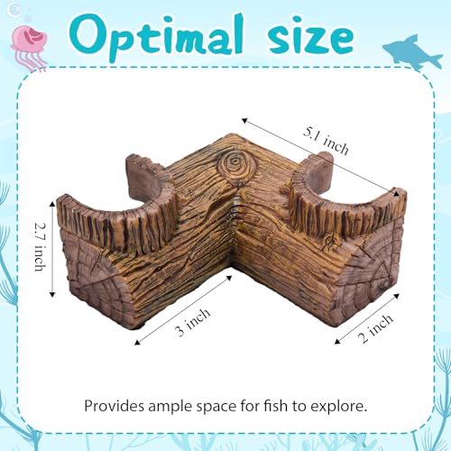 1 Pc Aquarium Underground Tunnel Cave Wood Like, 5.1 x 2 x 2.7 Inch Fish Hideout for Aquarium, Decoration for Guppy, Corydoras Catfish, Loaches, Corydora Catfish Bettas Pleco and Shrimps