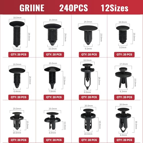 240 Pcs Car Bumper Retainer Clips Plastic Rivets Fasteners Push Retainer Kit - 12 Most Popular Sizes Auto Push Pin Rivets Set -Door Trim Panel Fender Clips for GM Ford Toyota Honda Chrysler - size: 240 Pcs