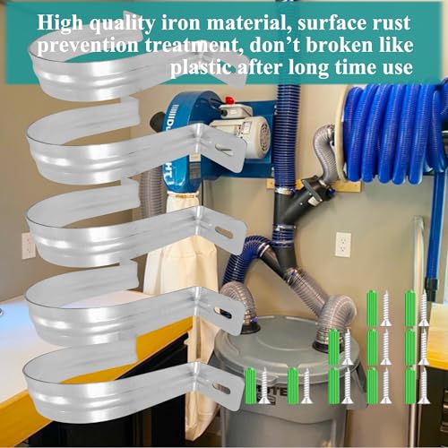 Dust Collection Hose and Pipe Holder Adjustable Hangers Bracket, Don’t Broken Like Plastic After Long Time, Durable Spray Iron, 5 PCS (Sliver, 2-1/2 Inch) - color: Sliver, size: 2-1/2 Inch