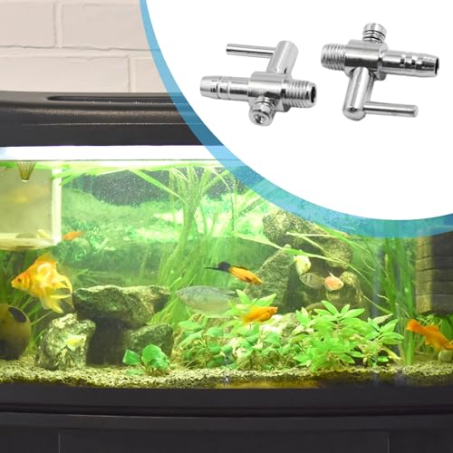 Air Pump Control Valve, Stainless Steel Single Way Air Valve Distributor for Aquarium Pump, 0.9x 0.84x 0.32inch (Silver Tone 6pcs)