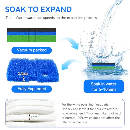 Canister Filter Media Compatible with Penn Plax Cascade 1200/1500 CCF4UL/CCF5UL Replacement Canisters Filters Bio Sponges for Aquariums Fish Tank Turtle Tank 16 Pack