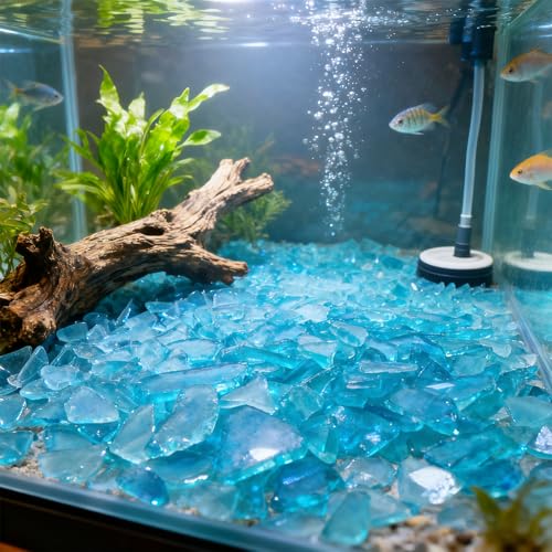 Keedolla Tumbled Sea Glass for Crafts - 10 OZ Ice Blue Seaglass Pieces Flat Frosted for DIY Art Crafts, Vase Filler, Beach Weddings, Aquarium and Home Decor - color: Ice Blue, size: 10 OZ / 0.63 LB