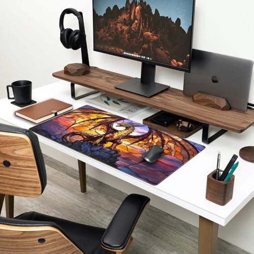 Dragon Desk Mat Large Mouse Pad XXL Extended Gaming, Gamer Gift Play Mat Desk Mousepad with Stitched Edges, Keyboard Mouse Mat for Work Game Office 31.5x15.7 in-Gift for Boyfriend or Son - color: Da Long