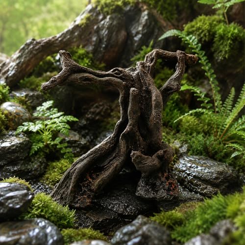 LUOZZY Aquarium Natural Trunk Aquarium Tree Root Model Resin Wood Branches for Underwater Fish Tank Decorations (Brown)