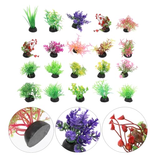 20PCS Artificial Water Plants Fish Tank Adornment Realistic Water Grass Model Aquarium Supplies Decorative Aquatic Plants Mixed Style for Fish Tank Decoration