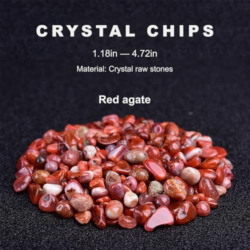 Crystal Chips Stone-Aquarium Rocks Decor,Fish Gravel,Tumbled Stone Chips for Aquascape Vase Filler,DIY Crafts,Indoor Plants - color: Red