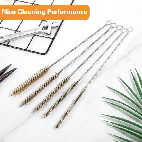5 PCS Tube Cleaning Brush, 12" Brass Pipe Brushes for Cleaning, Wire Tube Brushes for Pipe Cleaner, Deep Bottles, Auto Parts, Engine Parts, 6mm/8mm/10mm/12mm/15mm