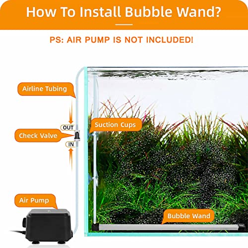 hygger Bubble Curtain Wall Aquarium Air Stone Kit, Fish Tank Air Bubbler Dissolved Oxygen Aerator Stone with Air Tubing Diffuser Fish Tank Decoration for Saltwater Freshwater 16-in