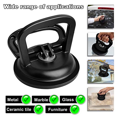FCHO Glass Suction Cup Heavy Duty Aluminum Vacuum Plate Puller Handle Holder Hooks Duty Galss Lifting/Tile Suction Cup Lifter/Moving Glass/Pad for Lifting (Black, 2Pack) - color: Black