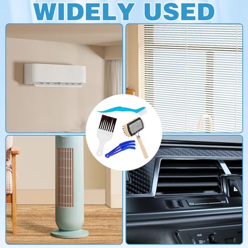 4Pcs Air Conditioner Ac Cleaning Kit, Useful Double-Sided Coil Cleaning Brush, Plastic Coil Brush Blinds Brush 2 in 1 Groove Cleaning Brush, Good Cleaning Effect for Air Conditioners, Refrigerators - color: 4pcs