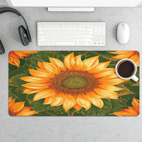 XXL Gaming Mouse Pad Sunflower Vintage Flower XXL Gaming Mouse Pad Large Desk Mat Protector for Desktop, Anti-Slip Rubber Extended Computer Keyboard Mat Writing Pad, 15.7 * 35.4 in,B-1478 - color: B-1478, size: 15.7*35.4 In