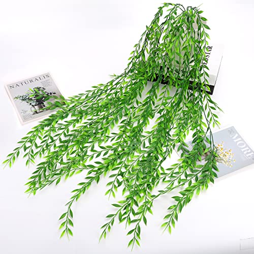 GBESTWOOW Artificial Willow Greenery Plant Fake Hanging Vine Plant for Home Decoration Pack of 2 - size: Weeping Willow-37Inch-2 Pcs