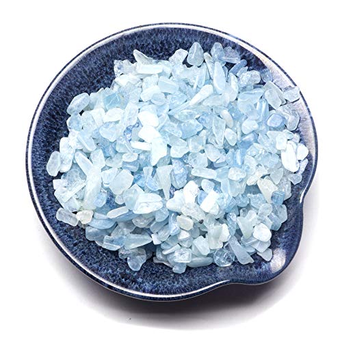Cherry Tree Collection 1/2 Pound Polished Tumbled Gemstone Chips, Pebbles, Crystal Chips Bulk for Jewelry Making, Healing, Plants, Succulents, Aquariums, Decoration, Chakra (Aquamarine) - color: Aquamarine
