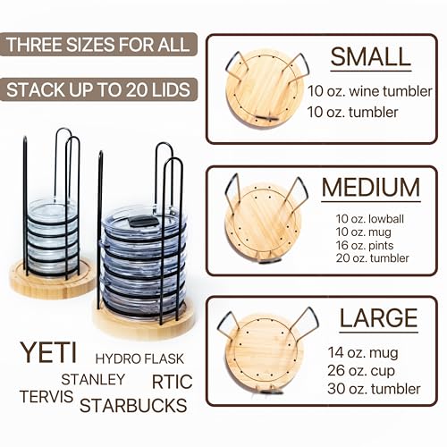 2PC Tumbler Lid Organizer, Detachable Cup Lid Organizer for Simple Modern Tumbler/Yeti Tumbler/Stanley Tumbler Lids, Holds up to 20 Lids, Cup Organizer for Kitchen Organizers and Storage