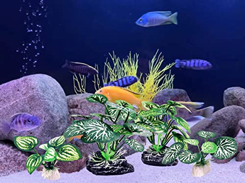 4PCS Aquarium Plants Betta Fish Tank Decorations Small Size Soft Faux Silk Aquarium for Hiding Fish Reptil - color: A-4pcs Set/Green