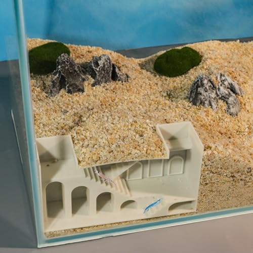 Aquarium Undergravel Fish Tunnel Hide Cave Corner Castle Tank Decorations Under Gravel Viewing Tunnel Fish & Shrimp Cave for Aquarium Hideout(White,Style A) - color: White, style: Style A
