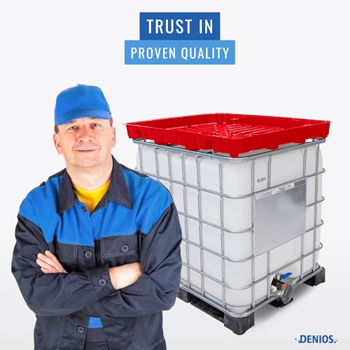 DENIOS® IBC Tote Funnel - 49.5"x42"x5" Extra Large Funnel | Wide Mouth for IBC Totes | Perfect for Fast, Spill-Free Liquid Transfer | Heavy-Duty Large | Red | IBC Tote NOT Included - color: Red